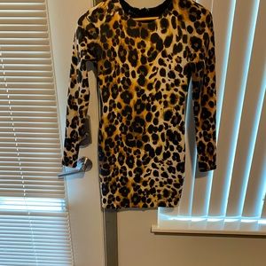 Bebe double garment leopard dress